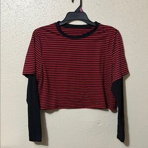 Striped Red and Black Women's Top